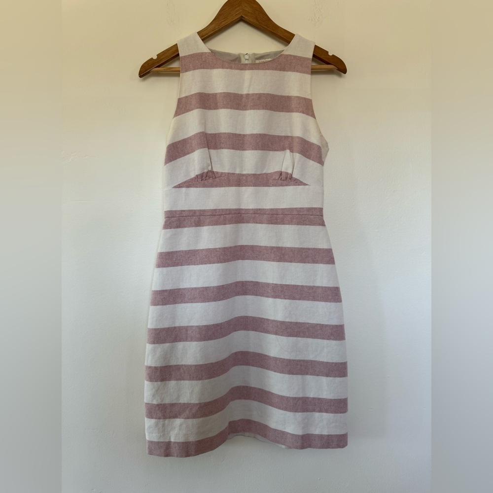 J. Crew Pink and White Sheath Mini Dress